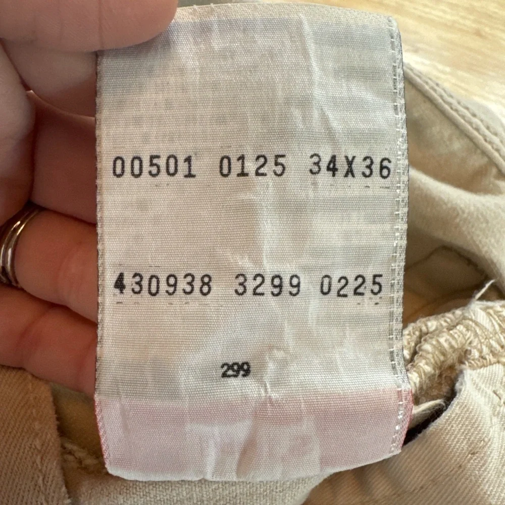 Levi’s 501 Button Fly Jeans Khaki Tan Straight Leg 34x36 Classic Fit - Picture 4 of 8